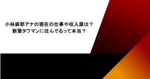 小林麻耶アナの現在の仕事や収入源は？新築タワマンに住んでるって本当？